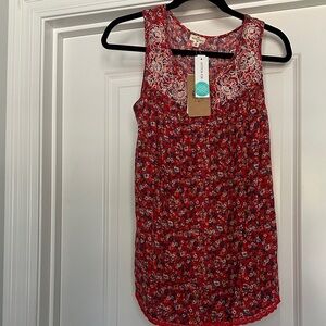 Chic Red Floral Tank Top